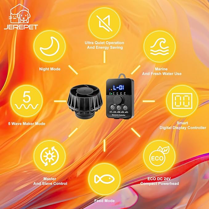 3400GPH Aquarium Wave Maker DC24V Power head with Magnetic Mounting,Wavemaker with Controller for 100-200 Gallon Fish Tanks-PawvioPets