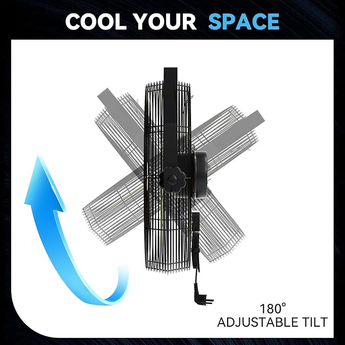 2600 CFM 14 inch Outdoor High Velocity Wall Mounted Fan, 3-Speed Metal Fans with IP44 Enclosure Motor, Industrial Grade Weatherproof Wall Fan for Patio, Greenhouse, Garage, and Gazebo-PawvioPets