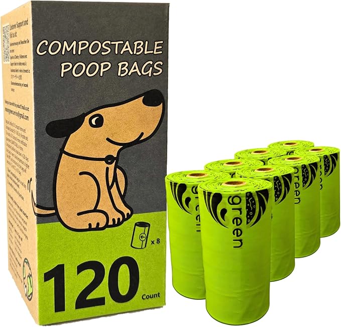Dog Poop Bag, Compostable Doggie Poop Bags Refills, Eco-Friendly Pet Waste Bags, Vegetable-Based Unscented, Compostable, Extra Thick, Leak Proof, Size 9 x 13 Inches, 120 count-PawvioPets