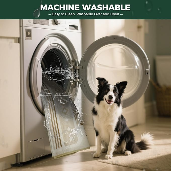 FXW Washable Pee Pads for Dogs, Puppy Pads with Super Absorbent, Specifically Designed for Potty Training, 35" Square, Khaki Geometric, 2 Packs-PawvioPets