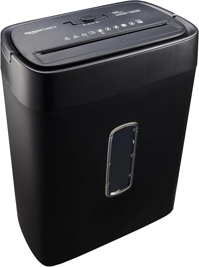 Amazon Basics Cross Cut Paper and Credit Card Shredder, 12 Sheet (New Model), Black-PawvioPets