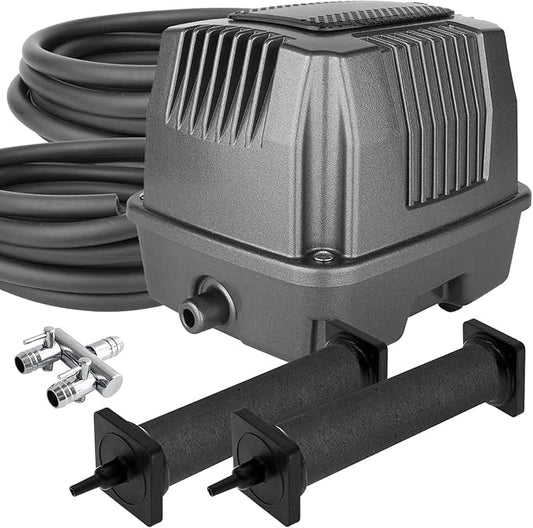 AquaMiracle All-in-One Koi Pond Aerator for Outdoor Ponds, Pond Air Pump Pond Aeration System with Self-Sinking Airline Flow Control Rubber Air Diffuser-PawvioPets