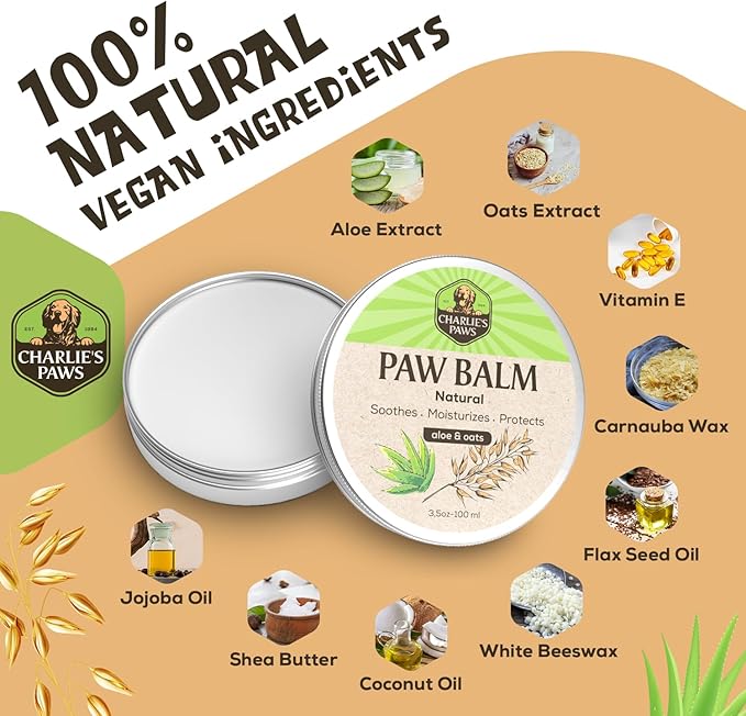 2 Pack Paw Balm 100% Natural Oil Aloe Oats Vanilla for Dog and Cat Paw Pad Balm Dog Nose Balm Paw Moisturizer Wax for Dog Pet Puppy Protect Dry Cracked Paw Foot Heals Restores Paw Elbows 3.5 Oz-PawvioPets