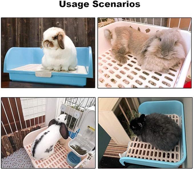 Amakunft Large Rabbit Litter Box, Small Animal Potty Trainer, Bunny Corner Toilet Box for cage, Small Pet Pan for Ferret/Guinea Pig/Chinchilla/Galesaur-PawvioPets