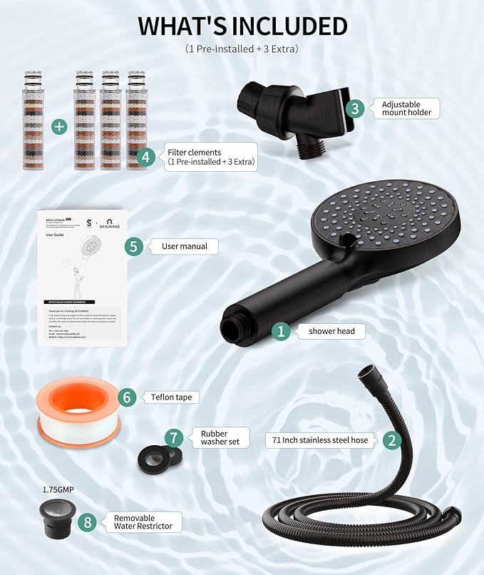 Filtered Shower Head with Handheld, High Pressure 9 Spray Mode ORB Showerhead with 4 Filters, Detachable Shower Head, Water Softener Filters Beads for Hard Water - Remove Chlorine-PawvioPets