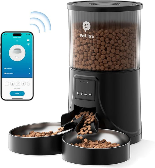 Automatic Cat Feeder for 2 Cats: Cat auto 2.4G WiFi - Timed Smart App Control 1-10 Meals| Automatic Pet Feeder for Cats and Small Dog Indoor- Dual Power& Detachable Clean-PawvioPets