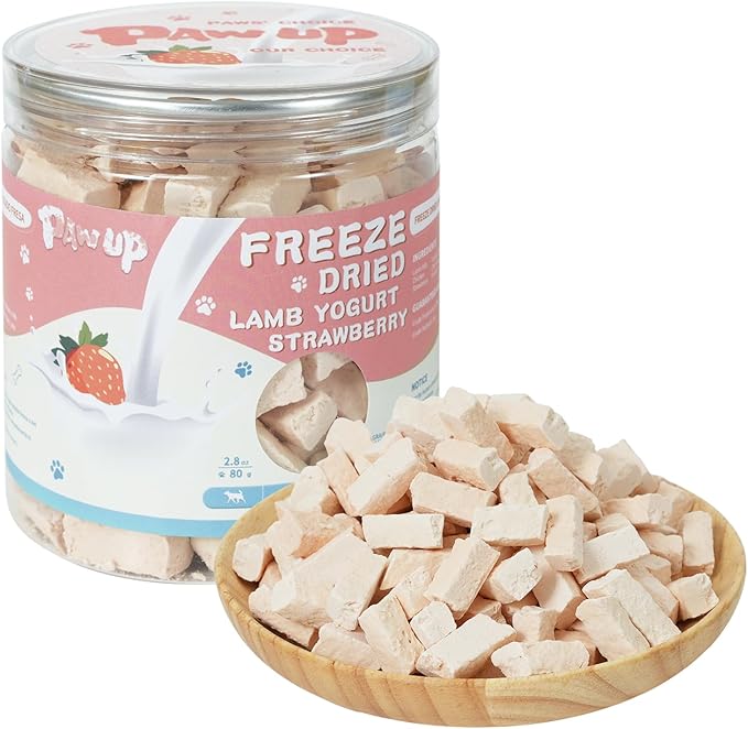 Freeze Dried Sheep Milk Yogurt Flavor with Strawberry,Gentle Sheep Milk Dog Treats for Sensitive Stomachs Puppies, 2.8 oz-PawvioPets