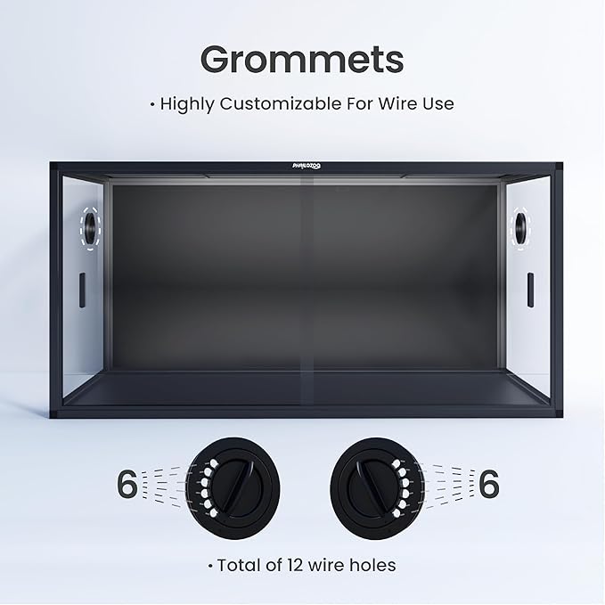 120 Gallon Bearded Dragon Tank,48" x 24" x 24" Reptile Tank with Sliding Door Top Screen Ventilation, Front Opening Reptile Enclosure for Easy Maintenance-PawvioPets