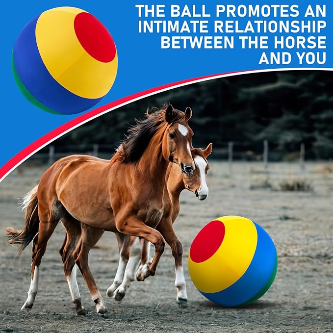 40inch Giant Herding Ball with Ball Cover Anti Burst Please Watch VCR for How to Inflation Horse Toys for Horses Stall Entertainment Play, Pump Included (Mixed Color,Classic)-PawvioPets