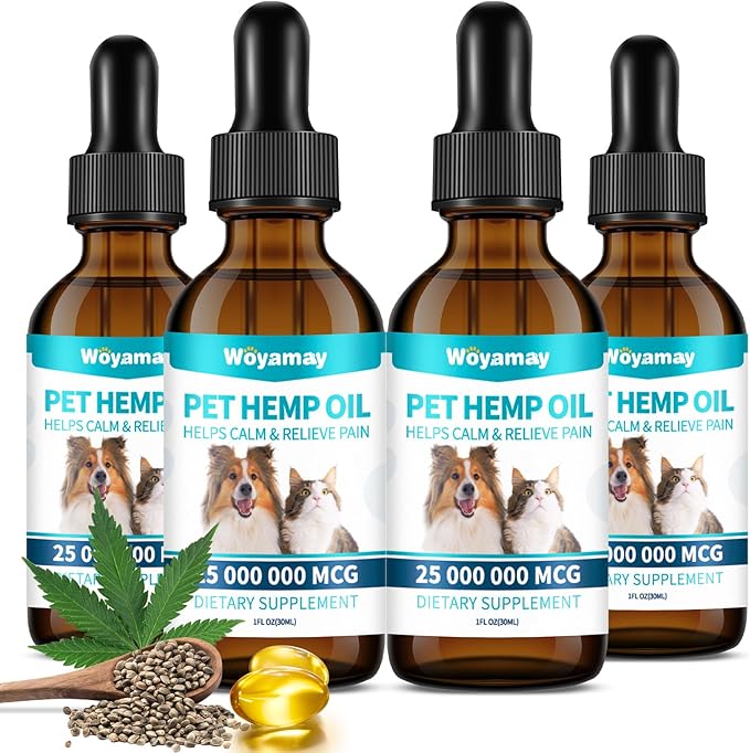 Camling Oil for Dogs and Cats - Camling Oil Drops Rich in Omega 3, 6, 9 and Organic Extract Helps Pets with Аnxiеty & Strеss, Hip & Joint, Skin & Coat Support (4 Pack)-PawvioPets