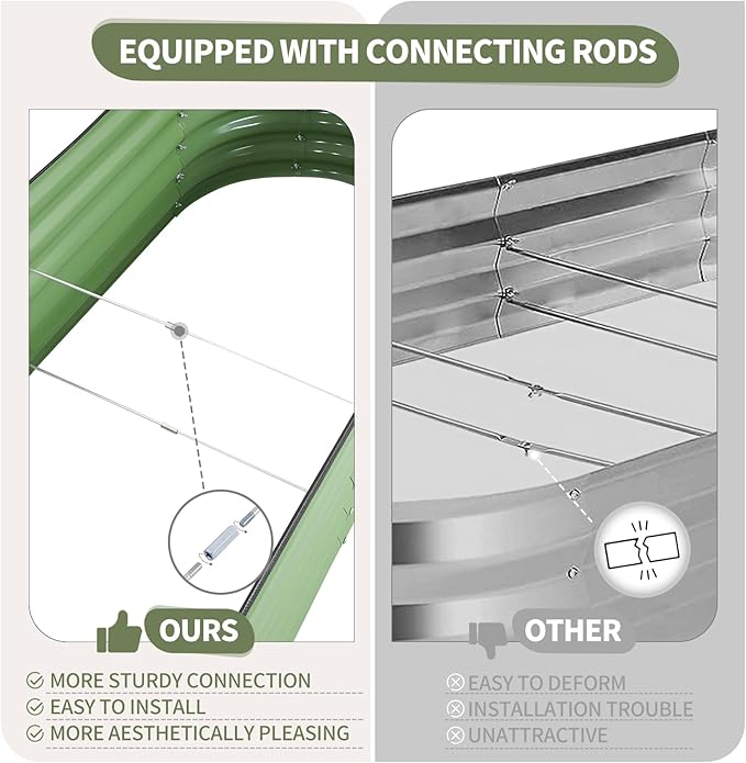 Galvanized Raised Garden Bed Outdoor- Raised Beds for Gardening| Metal Planter Box, Steel Raised Garden Bed Kit with Safety Edging and Gloves for Vegetables, Flower, Herbs (6x2x1.4FT, Green)-PawvioPets