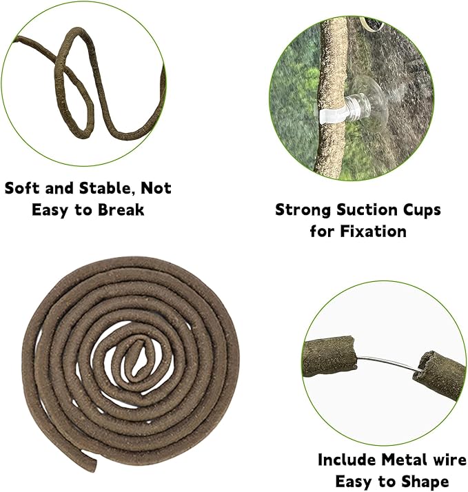 BNOSDM Reptile Plants,Flexible Rainforest Vines with Moss,Bendable Jungle Climbing Vines,Terrarium Artificial Plants Decor for Bearded Dragon,Hermit Crab,Snake,Geckos,Chameleon,Lizard-PawvioPets