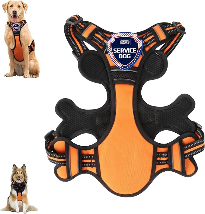 Dog Harness, Adjustable Reflective Dog Vest No Pull Dog Harness with Badge and Bow Tie for Puppy Small Medium Large Dogs-PawvioPets