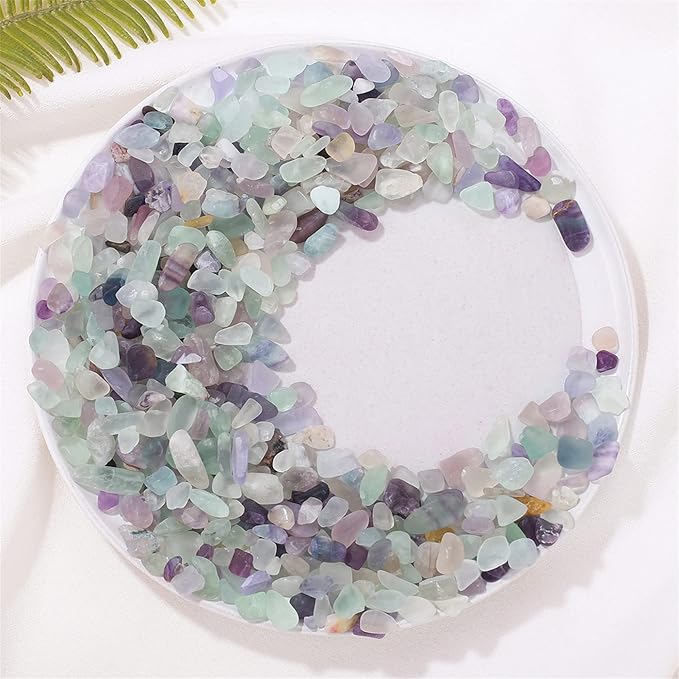 Fluorite Aquarium Gravel Rocks Natural Tumbled Healing Crystal Chips Bulk Gemstones Tumbled Crushed Stones for Fountain Vase Filler Planters Decorative Fish Tank Potted Reiki Energy Balancing 0.44lb-PawvioPets