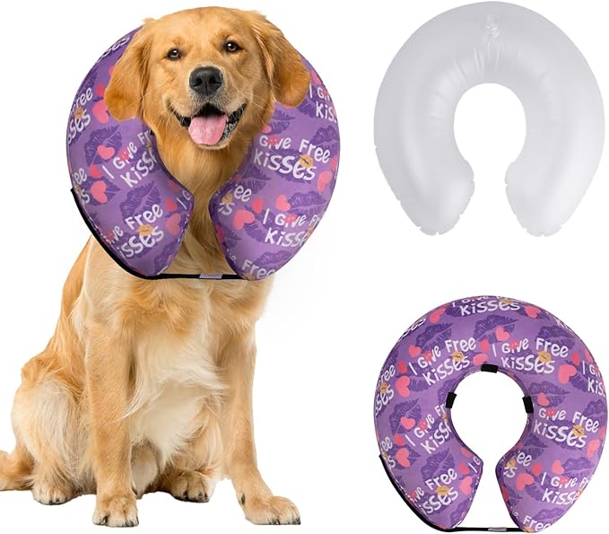 CuteBone Inflatable Dog Neck Donut with Removable Soft Fleece Covers for Small/Medium/Large Dogs and Cats After Surgery GWB06XL-PawvioPets