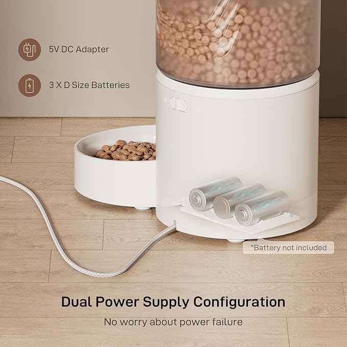 Automatic Cat Feeder: 3L Auto Food Dispenser with Timed Feeding| 6 Meal Programmable& 1-20 Portion Precise Control- Easy to Clean & Setup for Cat Indoor| Desiccant Bag Keep Food Fresh-PawvioPets