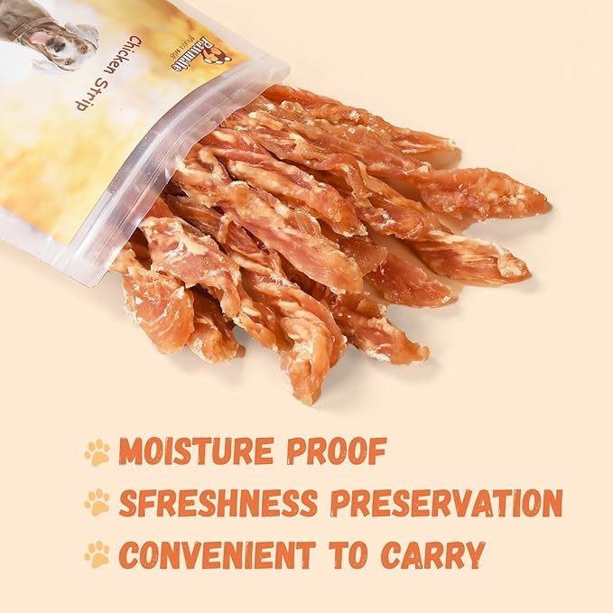 Dog Treats Chicken Jerky Strips for Dogs, Natural Healthy Dog Jekry with Taurine, Real Chicken Twists High Protain Low Fat, Training Rewards Treats for Small Medium Large Dogs 10.6 oz-PawvioPets