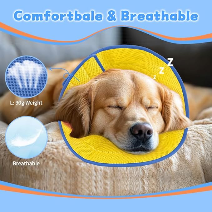 Dog Cone Soft Recovery Collars & Cones After Surgery for Medium Large Dogs, Comfy Ecollars to Stop Licking, Adjustable, Dog Ecollars for Recovery Fabric: Soft Comfort, Ecollars of Shame Alternatives-PawvioPets