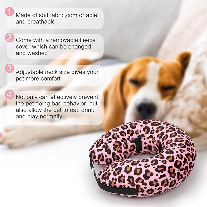 CuteBone Inflatable Soft Dog Cone with Removable Fleece Covers for Small/Medium/Large Dogs and Cats After Surgery GWB10S-PawvioPets