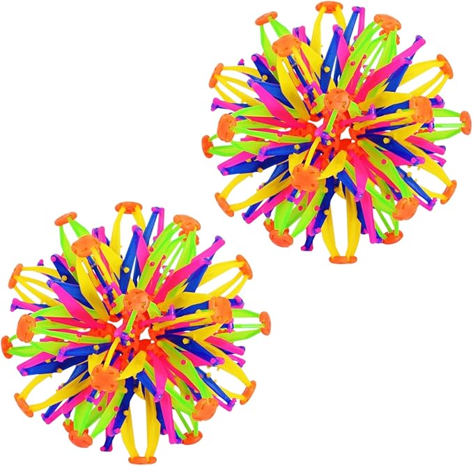 2Pcs Colorful Sphere Expandable Breathing Balls Fidget Toy-Stress Reliever ,Collapsible Expanding Magic Ball Toys from 6" to 12"for Kids & Adults Mindfulness Meditation Practices,Yoga -ADHD-PawvioPets