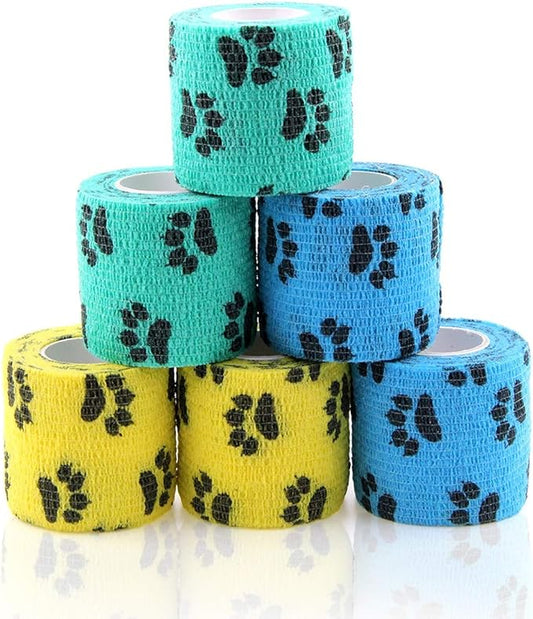 AUPCON Vet Wrap Cohesive Bandages Bulk Self Adhesive Bandage Wrap Self Adherent Wrap Non-Woven for Dogs Pet Animals & Ankle Sprains & Swelling 2 Inch x 5 Yards (2 Inch Claw)-PawvioPets