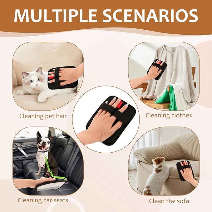 6 Pcs Pet Hair Removal Glove, Electrostatic Pet Hair Remover Gloves, Reusable Cat & Dog Hair Cleaning Gloves, Suitable for Couch, Furniture, Blankets, Curtain, Car Seat-PawvioPets