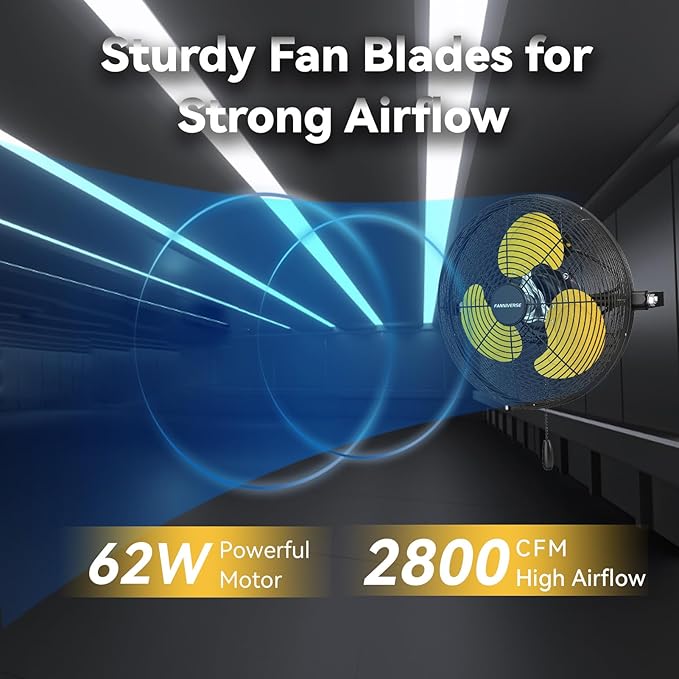 2PCS 12 Inch Wall Fan Pro Series - Indoor High Velocity Wall Mount Fan for Commercial, Residential, Warehouse, Covered Patio, Shop, Garage, Barn, Gazebo 3 Speed 2800 CFM UL Safety Listed-PawvioPets