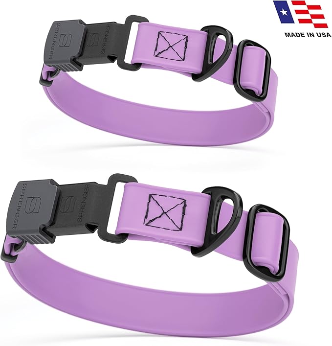 Dogline Biothane Waterproof Dog Collar with Herm Sprenger Stainless Steel Quick Release Buckle – Heavy Duty Tactical Durable Collar for Dogs – Comfortable and Safe Pet Collar W 3/4" L 12-19" Amethyst-PawvioPets