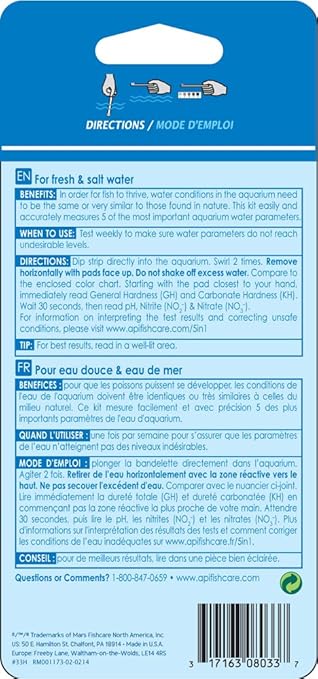 API 5-IN-1 TEST STRIPS Freshwater and Saltwater Aquarium Test Strips 4-Count Box-PawvioPets