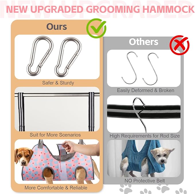 Dog Grooming Hammock for Small Dogs & Cats, Dog Grooming Harness for Nail Trimming, Pet Grooming Sling Helper with Nail Clippers/Nail Trimmers-PawvioPets