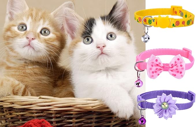 16 PCS Cute Cat Collars Breakaway with Bell for Boy Cats and Girl Cats Gifts-PawvioPets