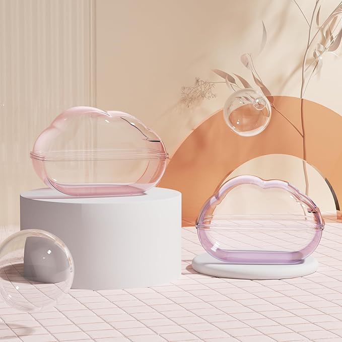 BUCATSTATE Sand Bath Container for Hamster Transparent Toilet with Scoop Set Dust Bath Sandbox Cage Accessories for Small Animals(Purple, Large)-PawvioPets