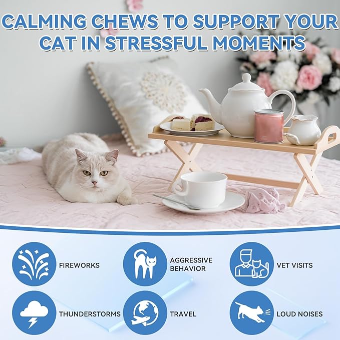 200 PCS Cat Calming Treats, Calming Treats for Cats Help to Manage Stress & Anxiety, Calming Aid for Cats with Hemp Seed Powder Chamomile Melatonin for Cat Anxiety Relief, Separation, Travel, Storms-PawvioPets