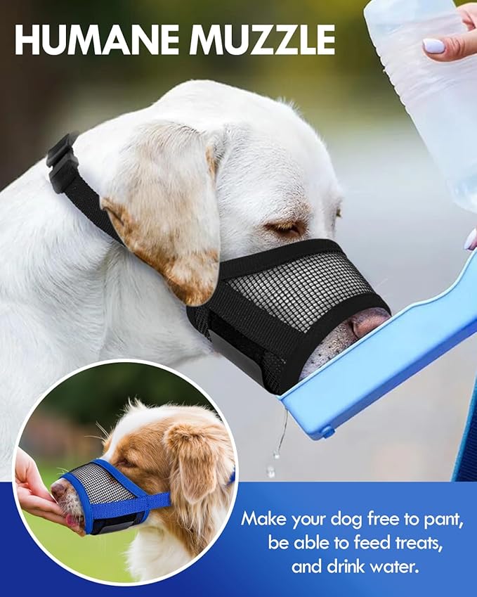 Dog Muzzle, Soft Air Mesh Muzzle for Small Medium Large Dogs Anti Biting Barking Chewing, Breathable Drinkable Adjustable Loop Pets Muzzle for German Shepherd Husky Labrador Retriever (Black,M)-PawvioPets