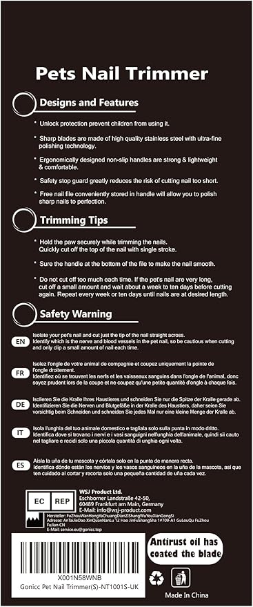 gonicc Professional Small Dog and Cat Nail Clippers Sharp Stainless Steel Pet Nail Trimmers(with Free Nail File in Handle), with Safety Guard to Avoid Overcutting-PawvioPets