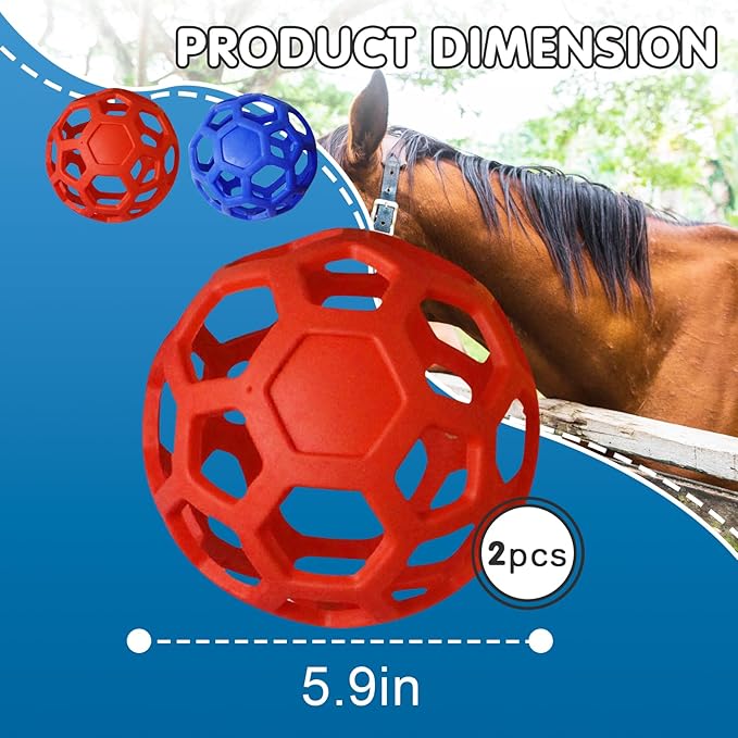 2 Pcs Hay Ball for Horses to Play with, Relieve Stress with This Bright Color Hay Feeder Ball for Horses Goat to Avoid Boredom-PawvioPets