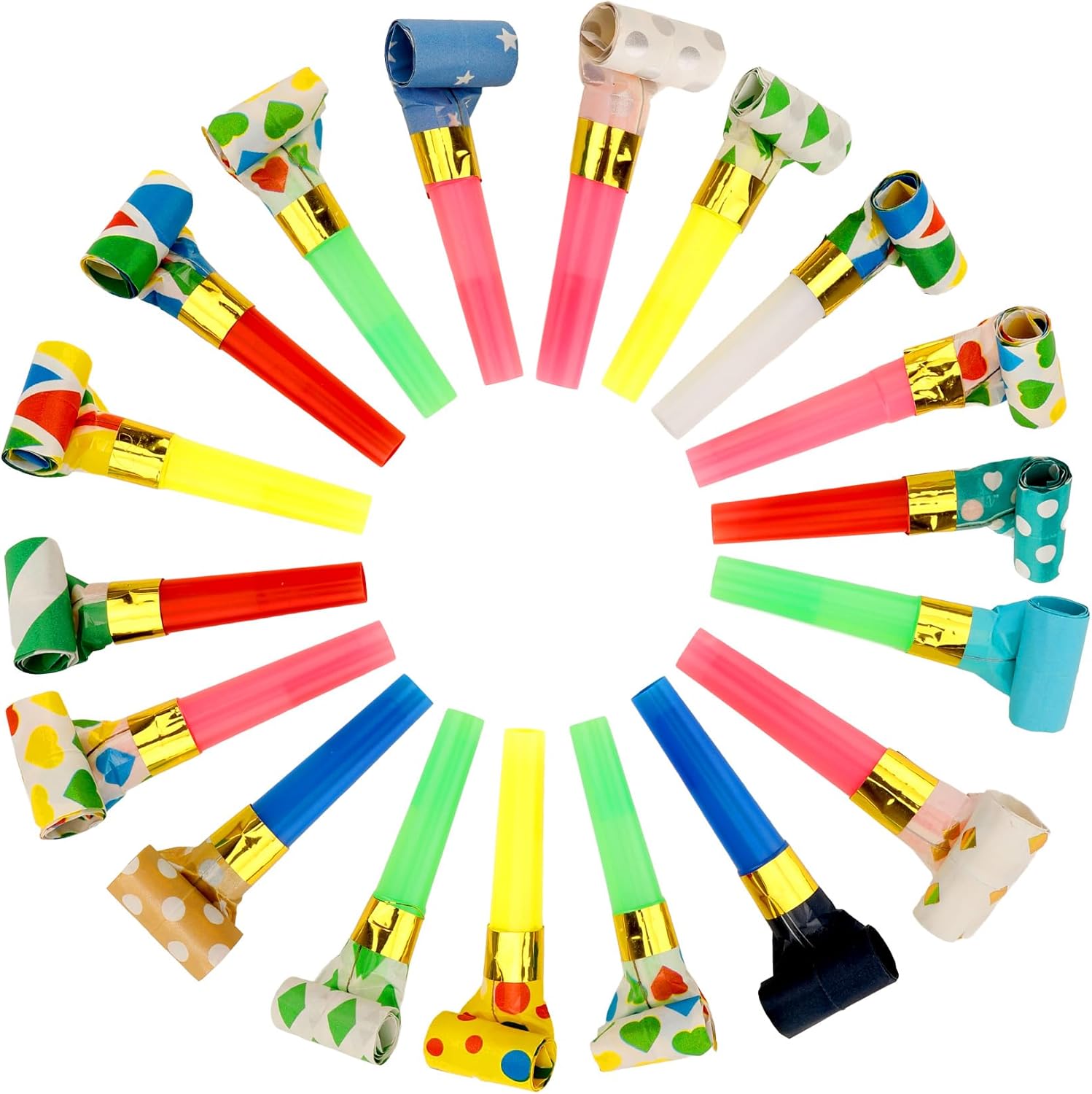Party Blowers, 25 PCS Party Blowers for Kids, Party Blowouts, Party Noise Makers Horns, Colorful Birthday Blowers Noisemakers Blow Horns Party Whistles Favors for Birthday Christmas New Years Events