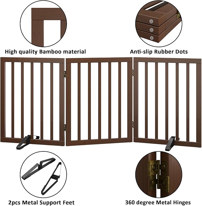Dog Gate for Stairs,Foldable Dog Gate for Indoor Doorways House,Freestanding Pet Gates for Dogs,Doogie Puppy Fence Gate-PawvioPets