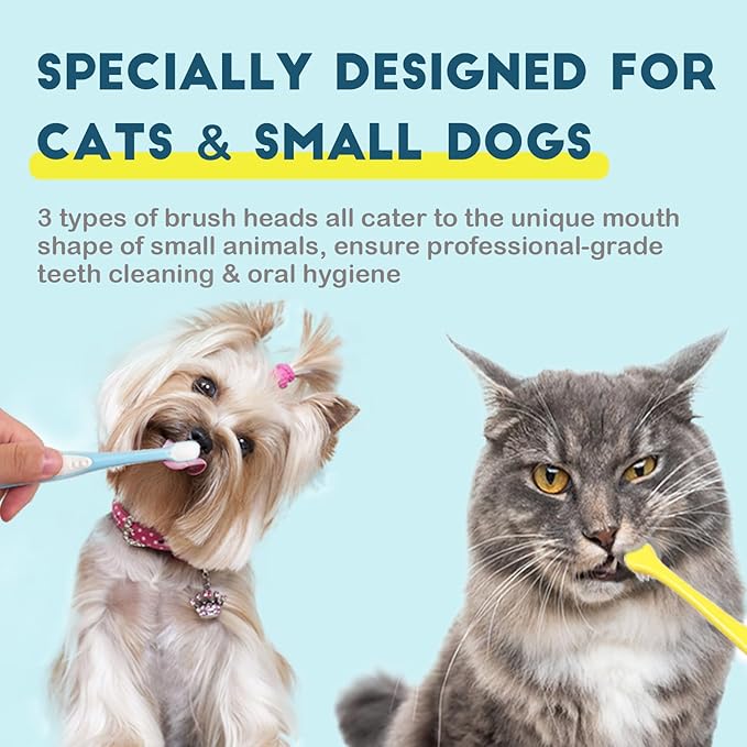 Dog Toothbrush Small Breed Cat Toothbrushes, Puppy Tooth Brushing Kit, Tiny Dog Tooth Brush, Micro Head Deep Teeth Cleaning Brushes for Mini Pet Doggie Kitten, Soft Bristles, 5 PCS-PawvioPets