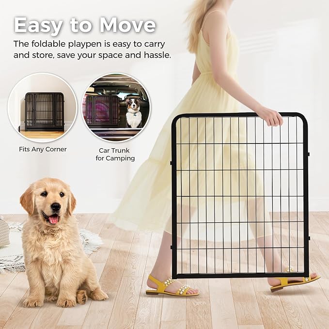32 Inch Dog Playpen - 8 Panels Metal Pet Exercise Pen for Small-Medium Dogs, Indoor/Outdoor Dog Fence for Yard, Garden, Camping & RV Travel-PawvioPets