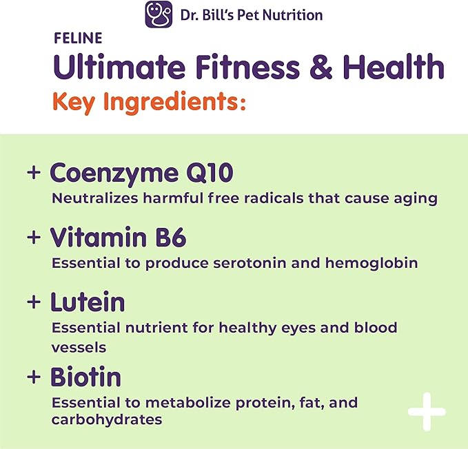 Dr. Bill’s Feline Ultimate Fitness & Health | Cat Multivitamin Powder - Daily Supplement | Weight Control, Joint, Brain, Heart & Immune Support | Omega 3s, Collagen, B Vitamins, Taurine, Amino Acids-PawvioPets
