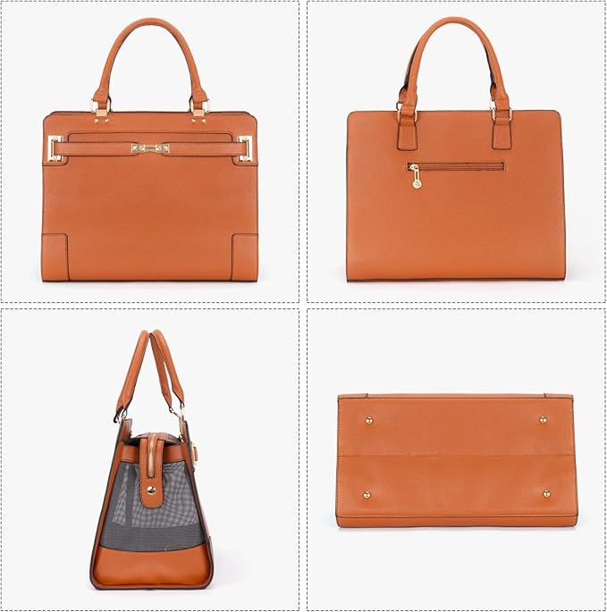 Fashion Pet Carrier Dog Cat Carrier Purse Soft-Sided Leather Handbag Pet Tote Bag for Small Dogs Puppy and Cats TSA Airline Approved (Brown)-PawvioPets