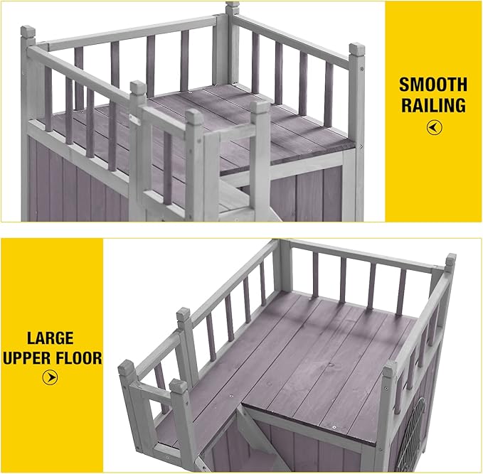 Aivituvin Dog House Feral Cat House Outdoor and Indoor,Pet Houses with Stairs,2 Storys-PawvioPets
