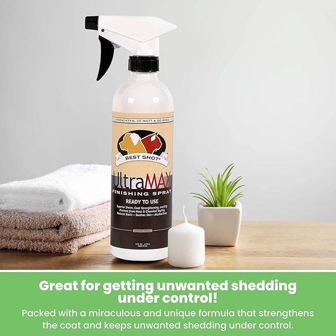 Best Shot UltraMAX Pro Finishing Spray, Ideal Detangler Spray for Pets, Hydrating and Soothing Pet Grooming Spray, for Dogs and Cats, 17 Oz.-PawvioPets