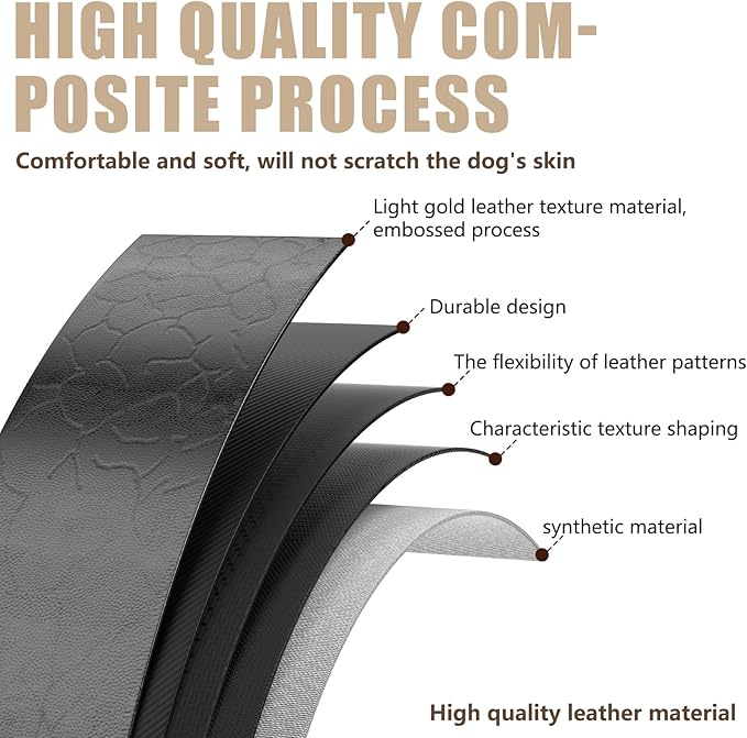 AirTag Dog Collar - Leather Dog Collar with Airtag Holder | IP68 Waterproof AirTag Holder with Metal Buckle, Comfortable GPS Dog Collars Tracker for Medium Large Dogs (Black, XL)-PawvioPets