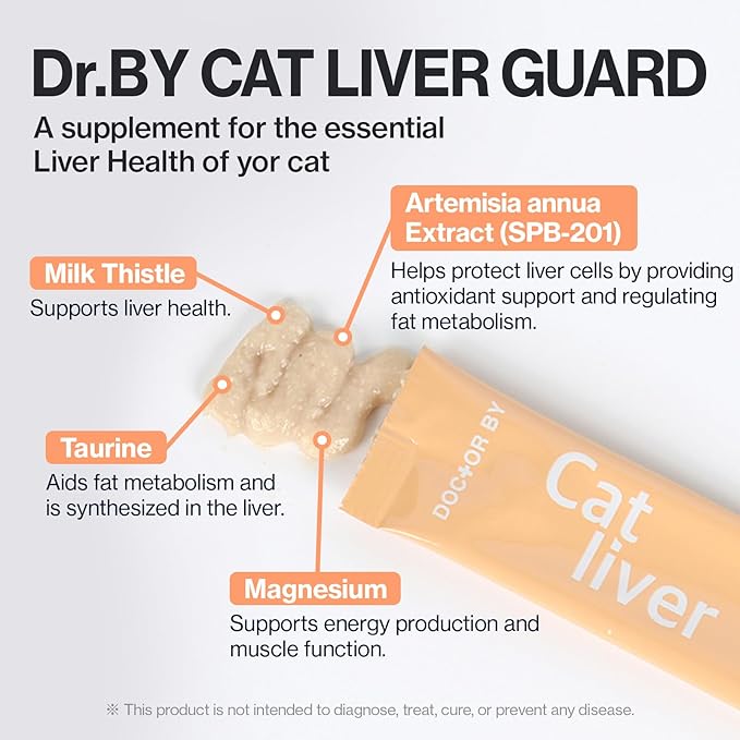 Dr.by Cat Liver Guard Squeezable Liver Supplement for Cats Feline Hepatic Support with Milk Thistle, Artemisia annua(SPB-201), Taurine lickable Formula Individually Packaged-PawvioPets