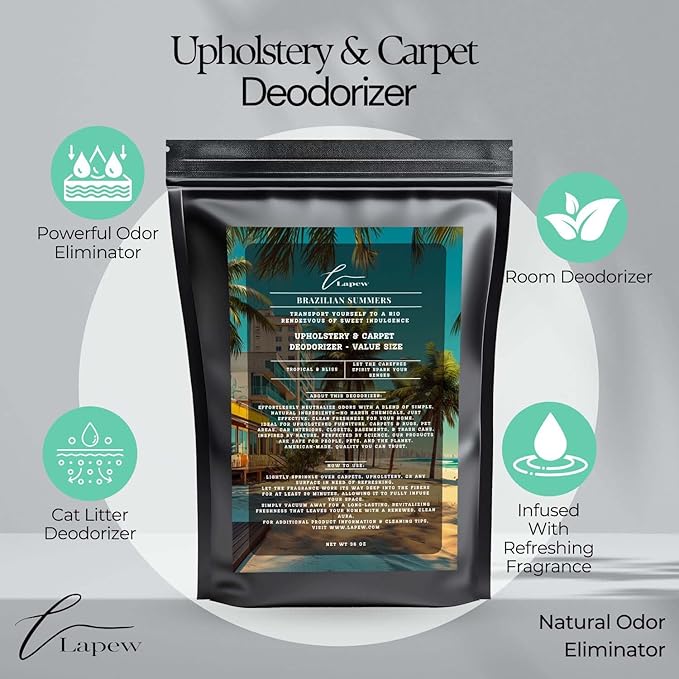 Brazilian Summers Carpet Freshener Powder Refill 36 oz | Powerful Odor Eliminator for Home | Upholstery Deodorizer | Carpet Deodorizer | Pet Urine | Cat Litter Box | Brazilian Crush Fragrance-PawvioPets