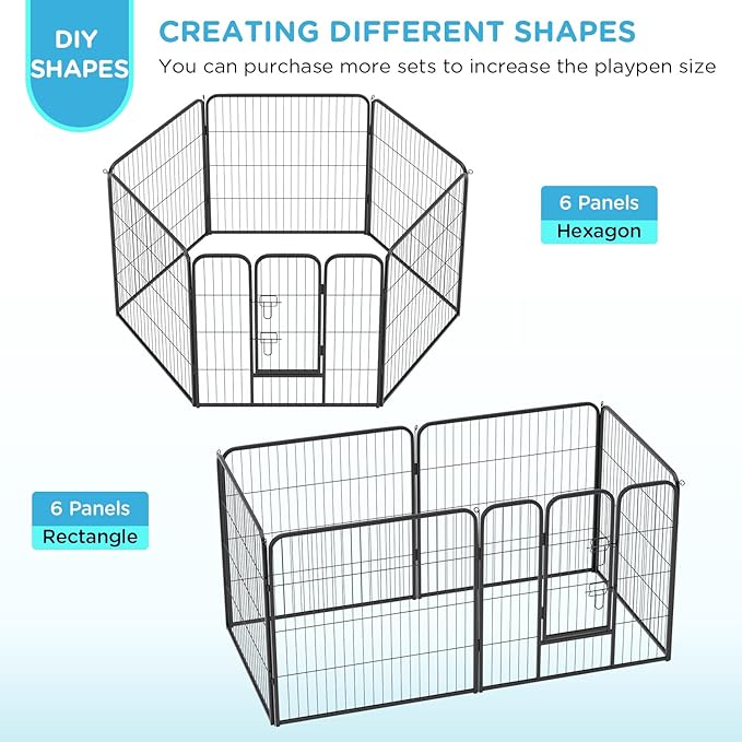 BestPet | Dog Playpen | 32 Inch, 6 Panels | Heavy Duty Metal Pet Exercise Pen | Indoor Outdoor Fence Panels | Rust-Resistant, Removable, Tool-Free Setup | Anti-Skid, Expandable Design-PawvioPets