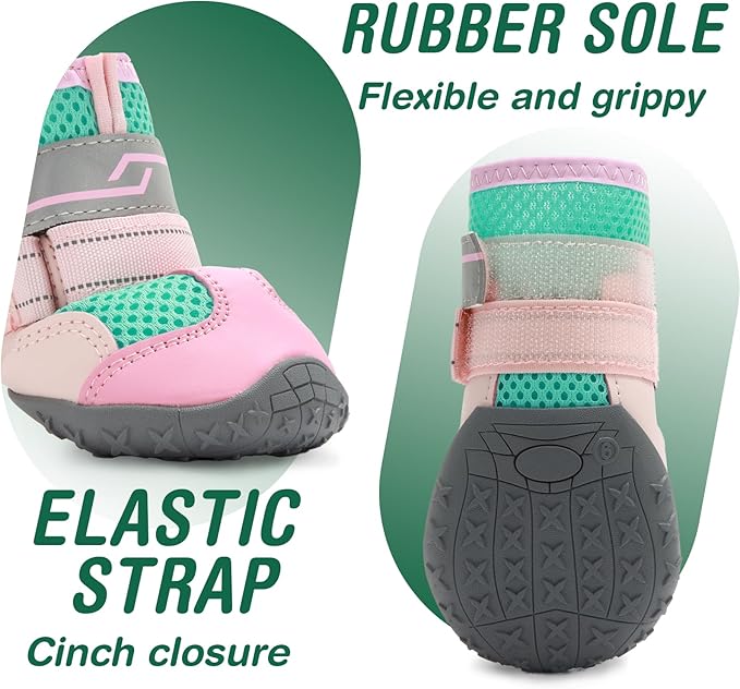 Dog Shoes for Large Dogs, Anti-Slip Dog Boots for Winter Snow, Hot Pavement, Dog Booties & Paw Protectors Pink Size 8-PawvioPets