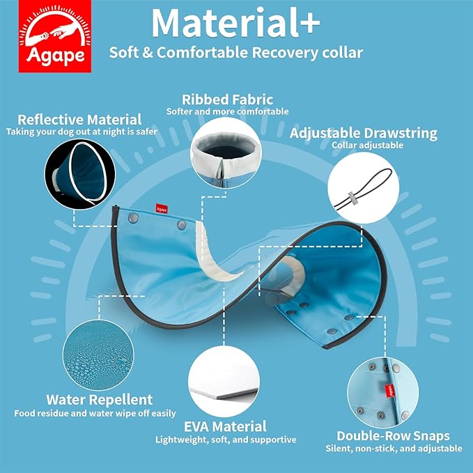 Agape Soft Cone for Cats & Small Dogs, Comfy Pet Cone to Stop Licking, Adjustable Cat E Collar Alternative After Surgery, Protective Elizabethan Collar for Pup & Kitty, Water Repellent Recovery Cone-PawvioPets